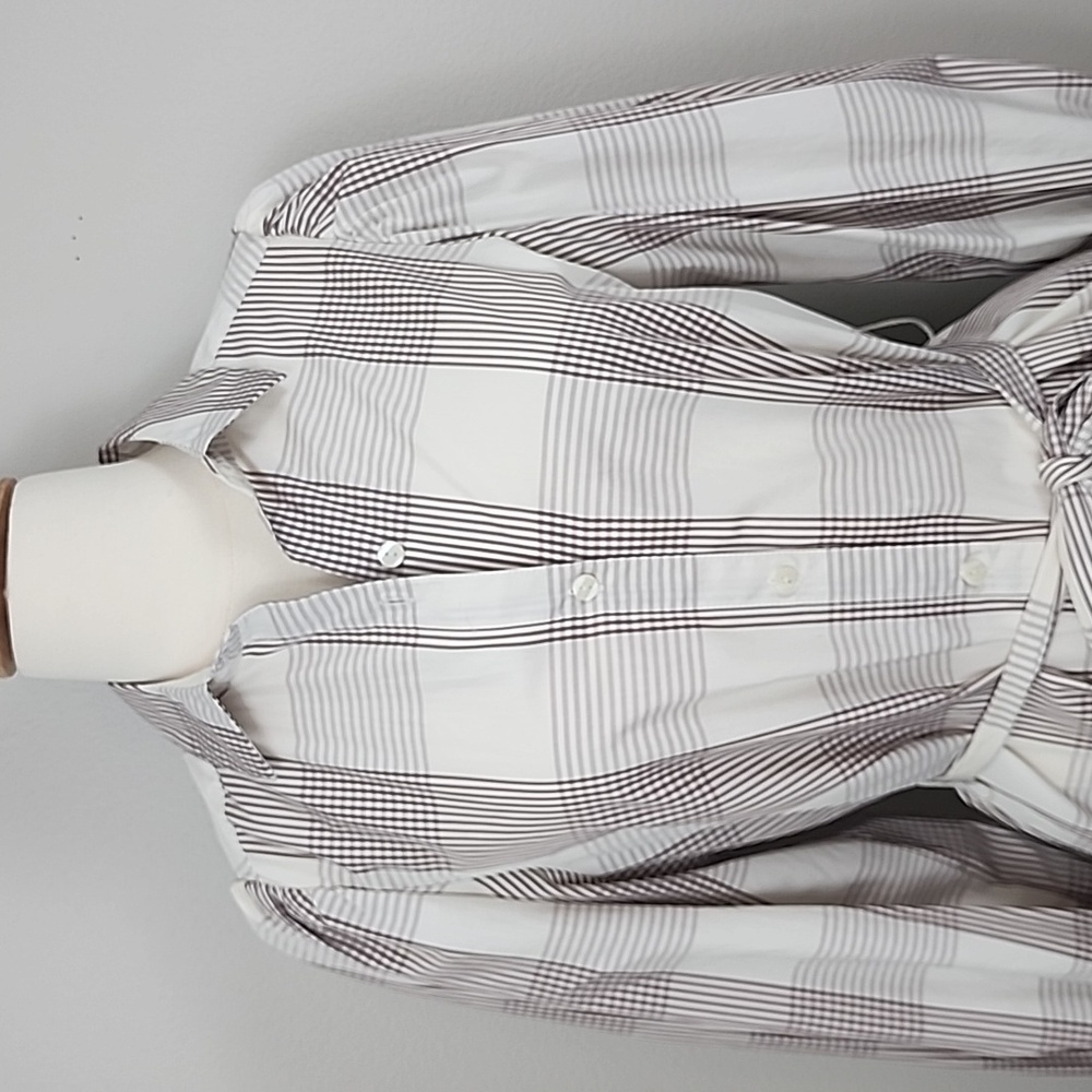 NWT Puff Sleeve Button Down Plaid Dress - Picture 2 of 7